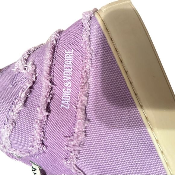 Zadig and Voltaire High Flash Canvas Boomerang Purple High Top Sneakers Size 40